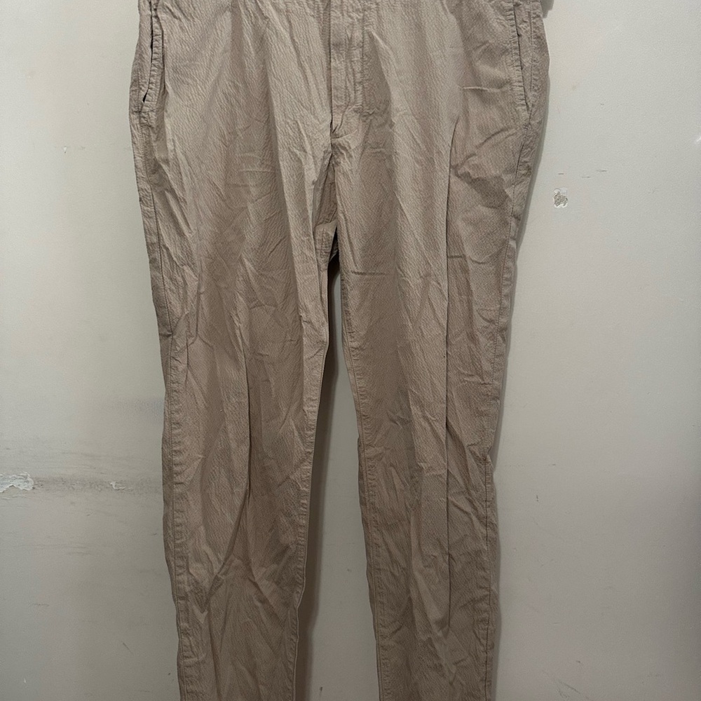 Proper Cloth Beige Seersucker Dress Pant Smart Size Casual